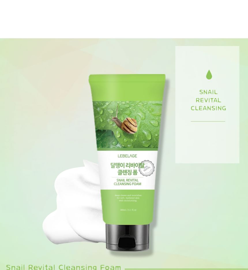 LEBELAGE - Snail Revital Cleansing Foam, 180ml, 220 g, 8809679092635