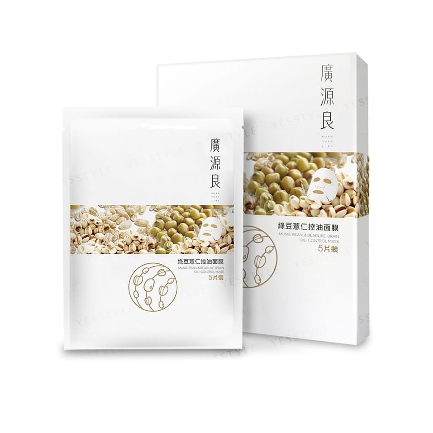 Kuan Yuan Lian - Mung Bean & Beadlike Bran Oil-Control Mask, 5 pcs, 180 g, 4714566063824