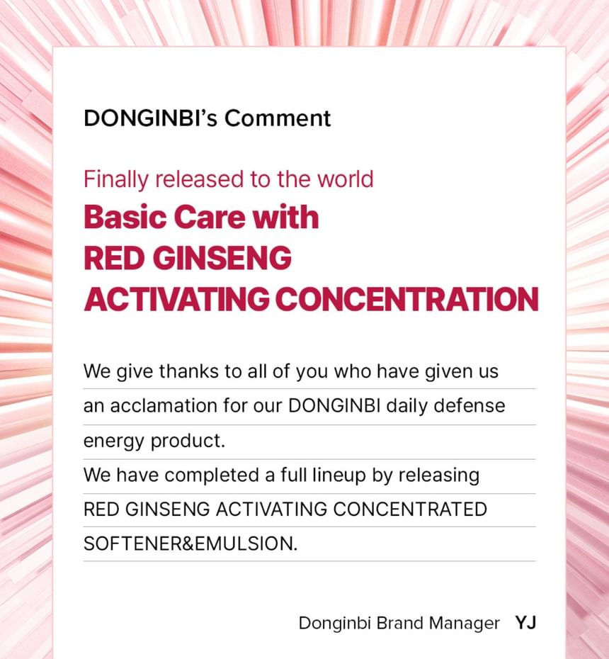 DONGINBI - Red Ginseng Activating Concentrated Softener, 70ml, 170 g, 