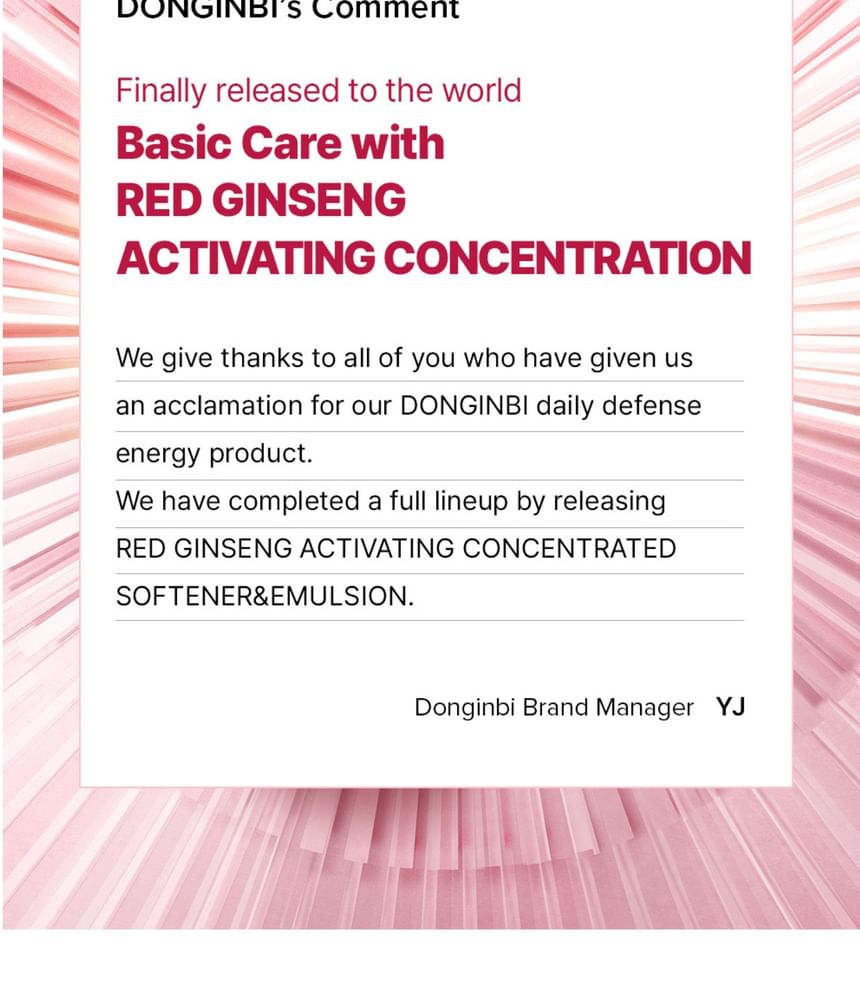 DONGINBI - Red Ginseng Activating Concentrated Emulsion, 70ml, 500 g, 