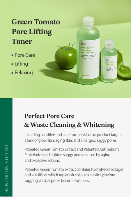SUNGBOON EDITOR - Green Tomato Pore Lifting Ampoule Toner, 350ml, 418 g, 8809684564110