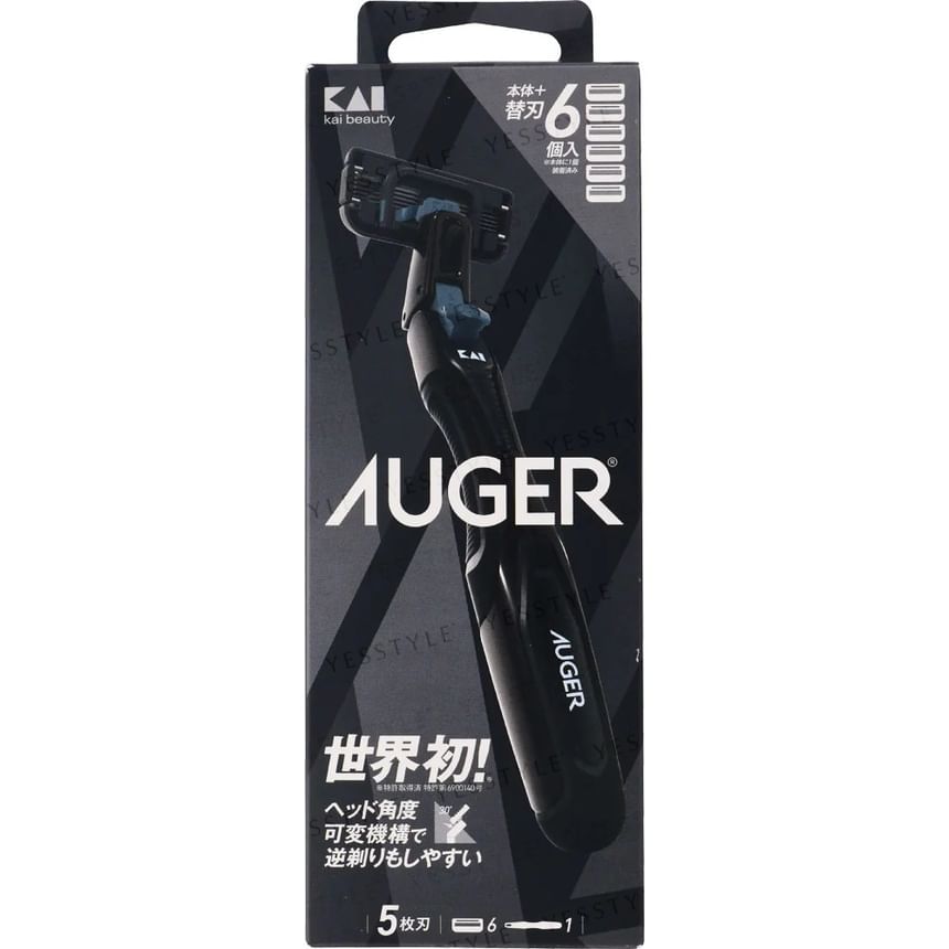 KAI - AUGER System Razor Combo Pack Body & 6 Blade, 1 Set, 110 g, 4901331002007