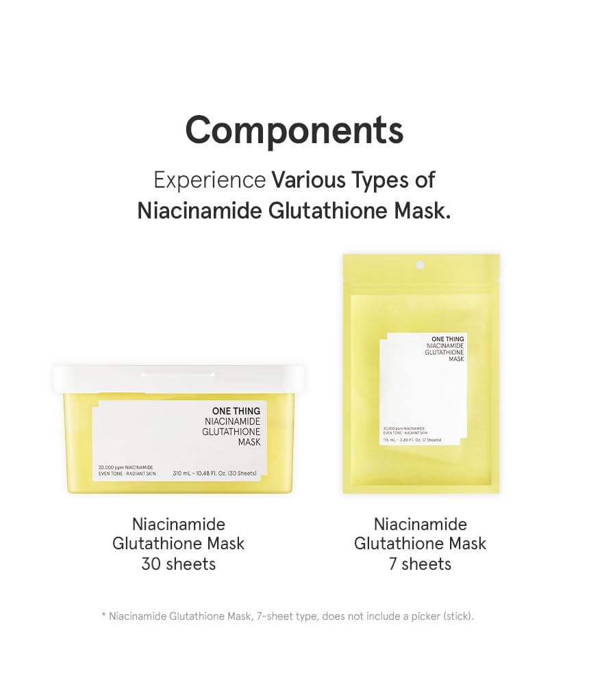 ONE THING - Niacinamide Glutathione Mask Jumbo, 30 sheets, 485 g, 8809704191425
