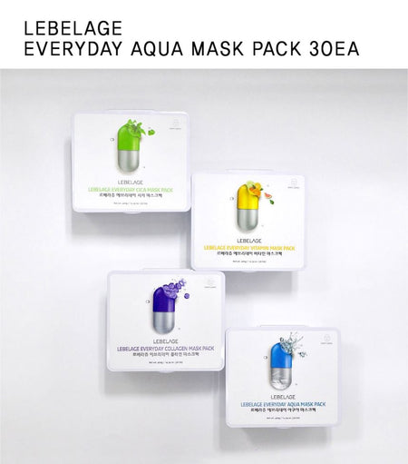 LEBELAGE - Everyday Aqua Mask Pack, 30 sheets, 550 g, 8809679094141