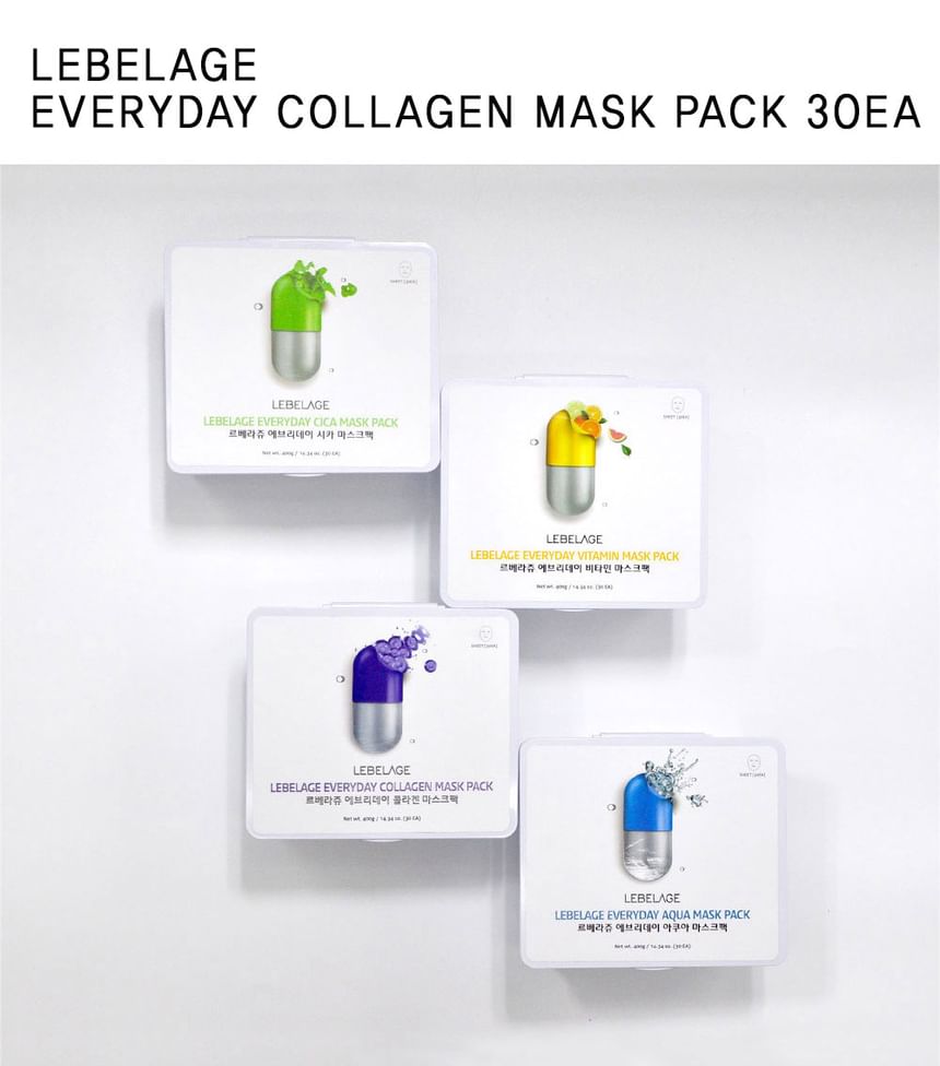 LEBELAGE - Everyday Collagen Mask Pack, 30 sheets, 550 g, 8809679094165