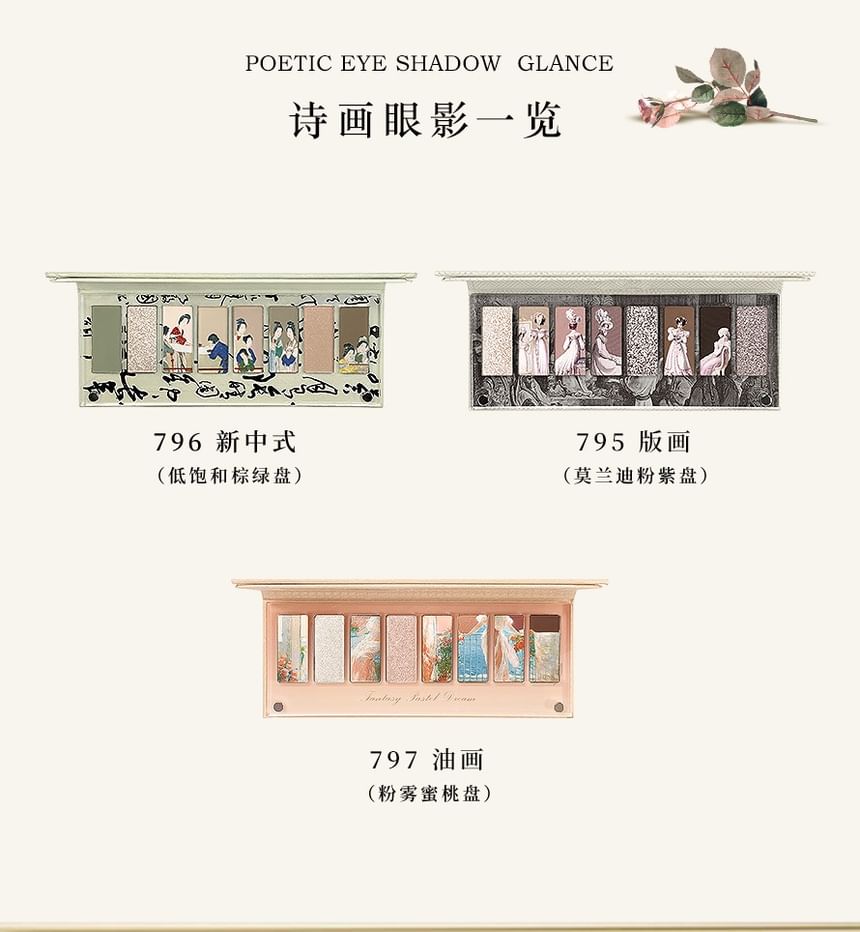 COLORROSE - Antique Painting Series 8-Color Eyeshadow Palette - CR795 Classical Print, CR795 Classical Print - 14.6g, 200 g, 6973411955884