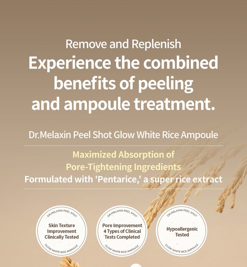 Dr.Melaxin - Peel Shot Exfoliant White Rice Ampoule, 80ml, 200 g, 8809886482366