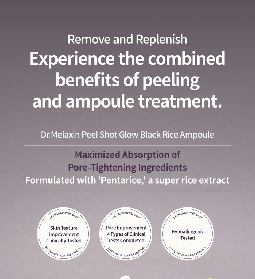 Dr.Melaxin - Peel Shot Exfoliant Black Rice Ampoule, 80ml, 200 g, 8809886482373