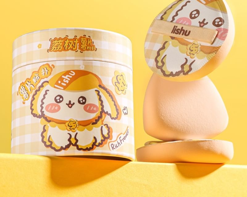 lishu - Puppy Rich Flower Marshmallow Puff Set, Set (2pcs), 50 g, 6974297720702