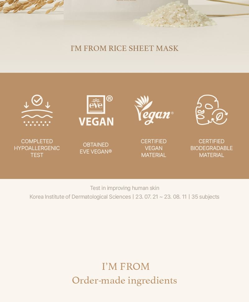 I’m from - Rice Sheet Mask Set, 20ml x 5 sheets, 152 g, 8809525932801