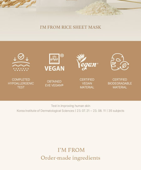 I’m from - Rice Sheet Mask Set, 20ml x 5 sheets, 152 g, 8809525932801