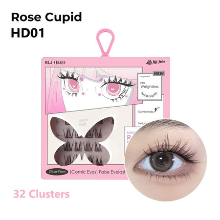 BLJ - Comic Eyes Glue-free False Eyelashes - HD01, #HD01 Rose Cupid (10-12mm), 53 g, 6975912612563