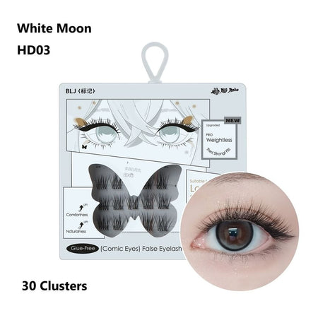 BLJ - Comic Eyes Glue-free False Eyelashes - HD03, #HD03 White Moon (9-12mm), 53 g, 6975912618329