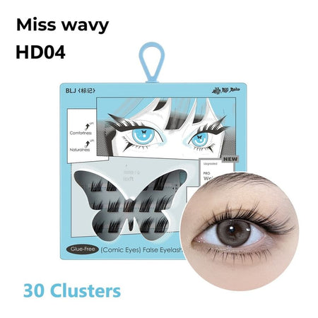 BLJ - Comic Eyes Glue-free False Eyelashes - HD04, #HD04 Miss Wavy (9-13mm), 53 g, 6975912615779