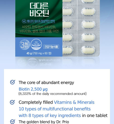 SERY BOX - Dr.PRIO More Different Biotin, 600mg x 60 tablets, 78 g, 8802863132322