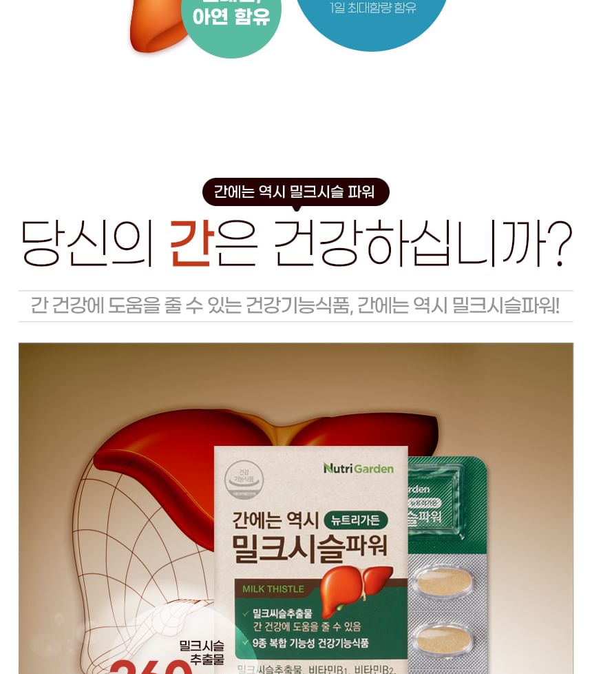 JUNGWONSAM - NutriGarden Milk Thistle Power, 900mg x 30 tablets, 54 g, 8802863115271
