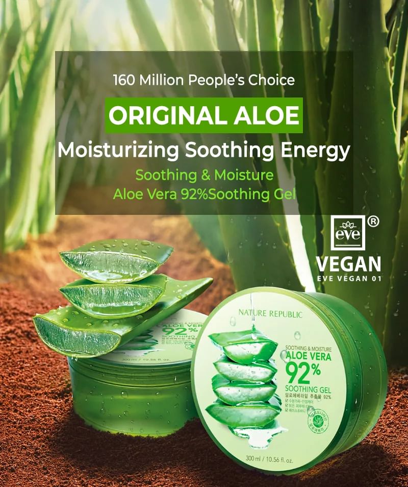 NATURE REPUBLIC - Soothing & Moisture Aloe Vera 92% Soothing Gel, 300ml, 600 g, 8806173420377