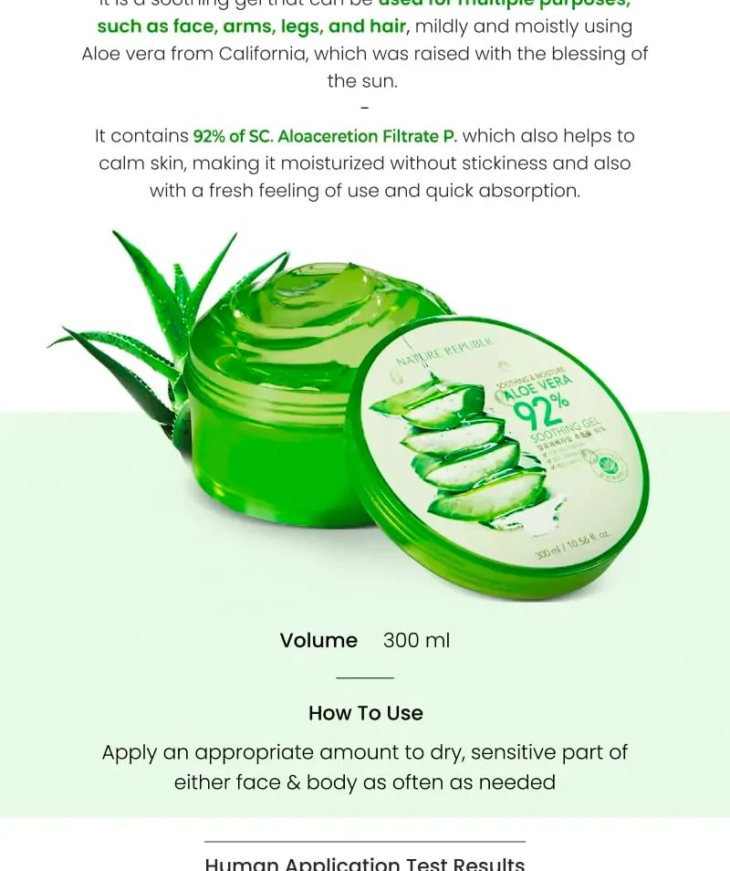 NATURE REPUBLIC - Soothing & Moisture Aloe Vera 92% Soothing Gel, 300ml, 600 g, 8806173420377