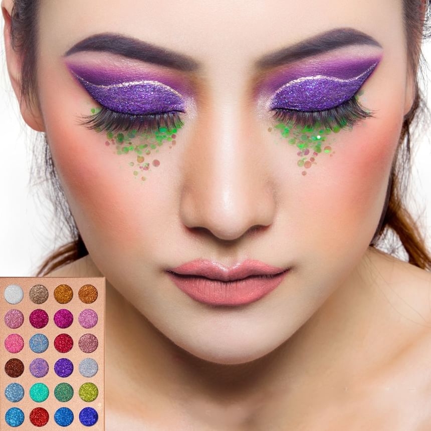DE’LANCI - 24 Colors Pressed Glitter Eyeshadow Palette, #24 Color - 19.2g, 230 g, 