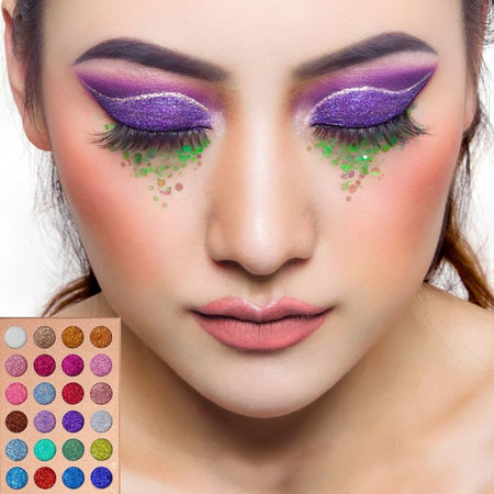 DE’LANCI - 24 Colors Pressed Glitter Eyeshadow Palette, #24 Color - 19.2g, 230 g, 