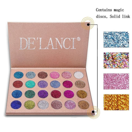DE’LANCI - 24 Colors Pressed Glitter Eyeshadow Palette, #24 Color - 19.2g, 230 g, 
