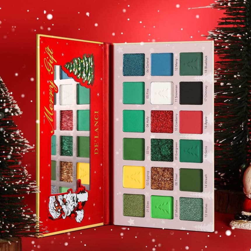 DE’LANCI - 18 Colors Christmas Eyeshadow, #Green Makeup Palette - 27g, 150 g, 6970936231028
