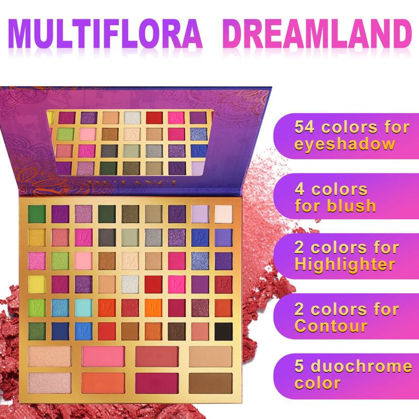 DE’LANCI - 62 Colors Multifuction Makeup Palette, #Multiflora Dreamland, 500 g, 6970936231042