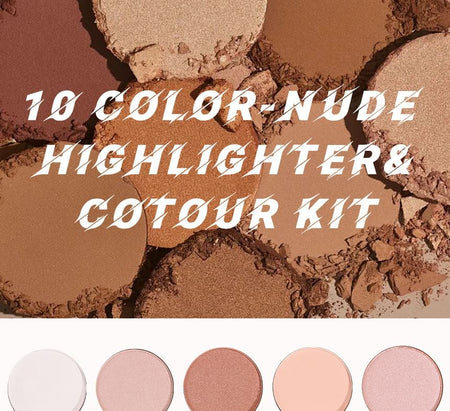 MISS ROSE - 10 Color Highlighter & Contour Palette, #10 Color - 18g, 133 g, 6941898916599