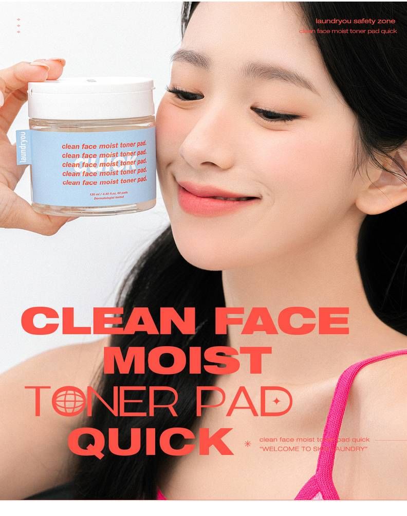 laundryou - Clean Face Moist Toner Pad Quick, 60 pads, 330 g, 8809783400081