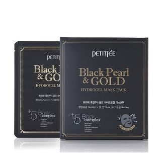 PETITFEE - Black Pearl & Gold Hydrogel Mask Pack 5pcs, 32g x 5pcs, 289 g, 8809508850191