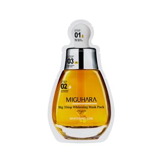 MIGUHARA - Big 3 Step Whitening Mask Pack Origin, 1.7ml + 25ml + 2ml, 40 g, 8809551736534