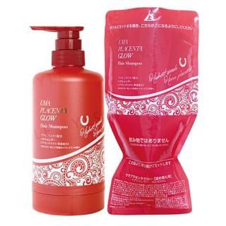 Dr.pro labo Japan - Uma Placenta Glow Shampoo Red Refill & Eco Bottle Set, 400ml, 530 g, 4571430020044