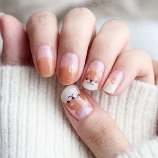 Lunacaca - Shiba Inu Step Nail Art Stickers, 24 pcs, 20 g, 4892021007956