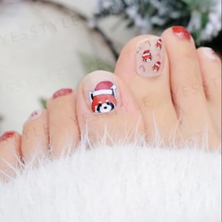 Lunacaca - Christmas Red Panda Toenail Art Sticker, 24 pcs, 50 g, 4892022002112