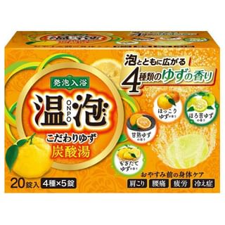 EARTH - Carbonated Water Luxury Kodawari Yuzu Bath Salt Tablet, 20 pcs, 500 g, 4901080555816