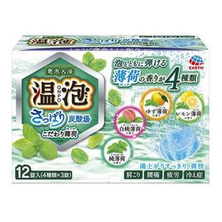 EARTH - Carbonated Water Luxury Refresh Kodawari Mint Bath Salt Tablet, 12 pcs, 400 g, 4901080578518