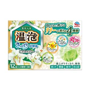 EARTH - Carbonated Water Luxury Refresh Kodawari Lily Bath Salt Tablet, 12 pcs, 400 g, 4901080582010