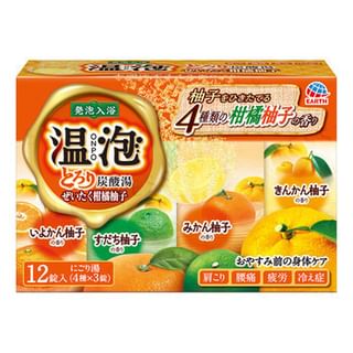 EARTH - Carbonated Water Luxury Rich Citrus Yuzu Bath Salt Tablet, 12 pcs, 400 g, 4901080577610