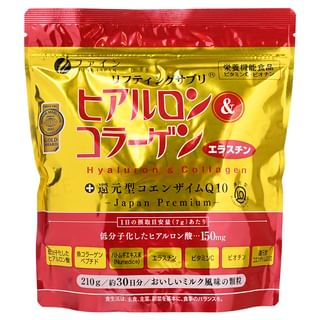 FINE JAPAN - Hyaluron & Collagen + Ubiquinol Q10 Powder Refill, 210g, 229 g, 4976652007352