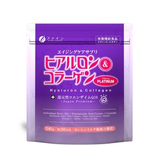 FINE JAPAN - Hyaluron & Collagen + Reduced Coenzyme Q10 Platinum Powder, 240g, 257 g, 4976652015609