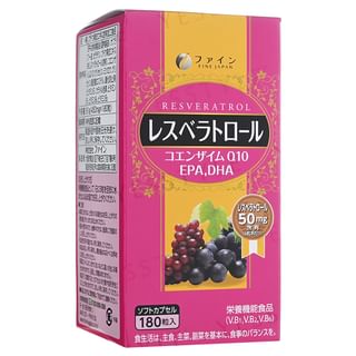 FINE JAPAN - Resveratrol + Coenzyme Q10 + EPA & DHA Capsules, 180 Capsules, 261 g, 4976652006713