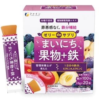 FINE JAPAN - Everyday Fruit Jelly + Iron Supplement Blueberry Flavor, 10g x 20, 245 g, 4976652016538