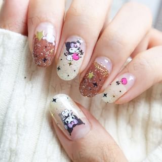 Lunacaca - Sanrio Kuromi Starlight Nightmare Nail Art Stickers, 24 pcs, 22 g, 4892023003006