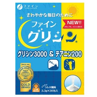 FINE JAPAN - Glycine 3000 & Theanine 200 Powder, 3.3g x 30, 153 g, 4976652012134