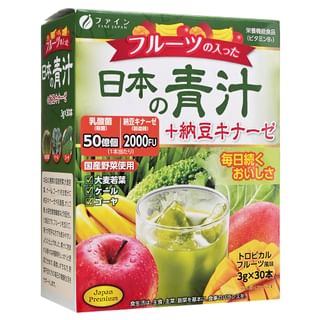 FINE JAPAN - Japanese Green + Nattokinase With Fruits Powder, 3g x 30, 154 g, 4976652016064