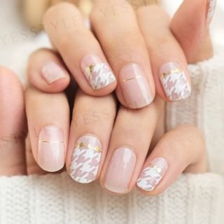 Lunacaca - Snow Houndstooth Nail Art Stickers, 24 pcs, 50 g, 4892022001006