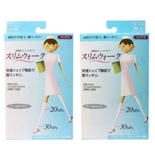 Slim Walk - Nurse White Compression Stockings, 1 pair - White - M-L, 100 g, 4902522642163