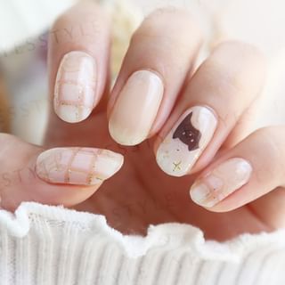 Lunacaca - Kitty In Cozy Nest Nail Art Stickers, 24 pcs, 50 g, 4892022001030
