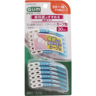 Sunstar - Disposable Plastic Gum Periodontal Pro Care Soft Pick Curve Type SS-M, 30 pcs, 33 g, 4901616216167