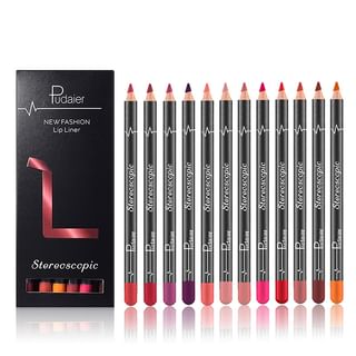 Pudaier - Stereoscopic Lip Liner Set (12 Colors), 1 Set (12 Colors), 58 g, 6931904212012